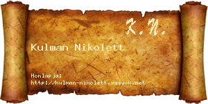 Kulman Nikolett névjegykártya